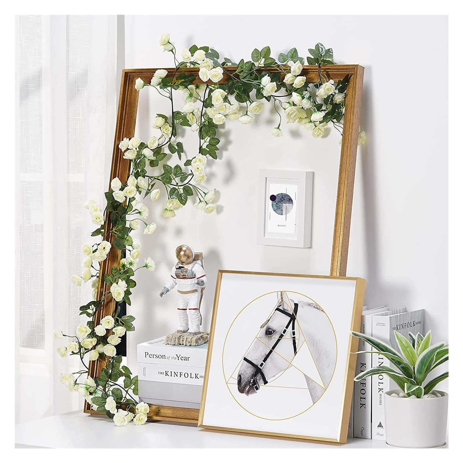 2 stks 69 hoofden kunstmatige rose wijnstok bloemen groene bladeren opknoping nep bloem garland for thuis bruiloft tuin wanddecor (Color : 2pcs white 2 stks 69 hoofden kunstmatige rose wijnstok bloemen groene bladeren opknoping nep bloem garland for thuis bruiloft tuin wanddecor (Color : 2pcs white