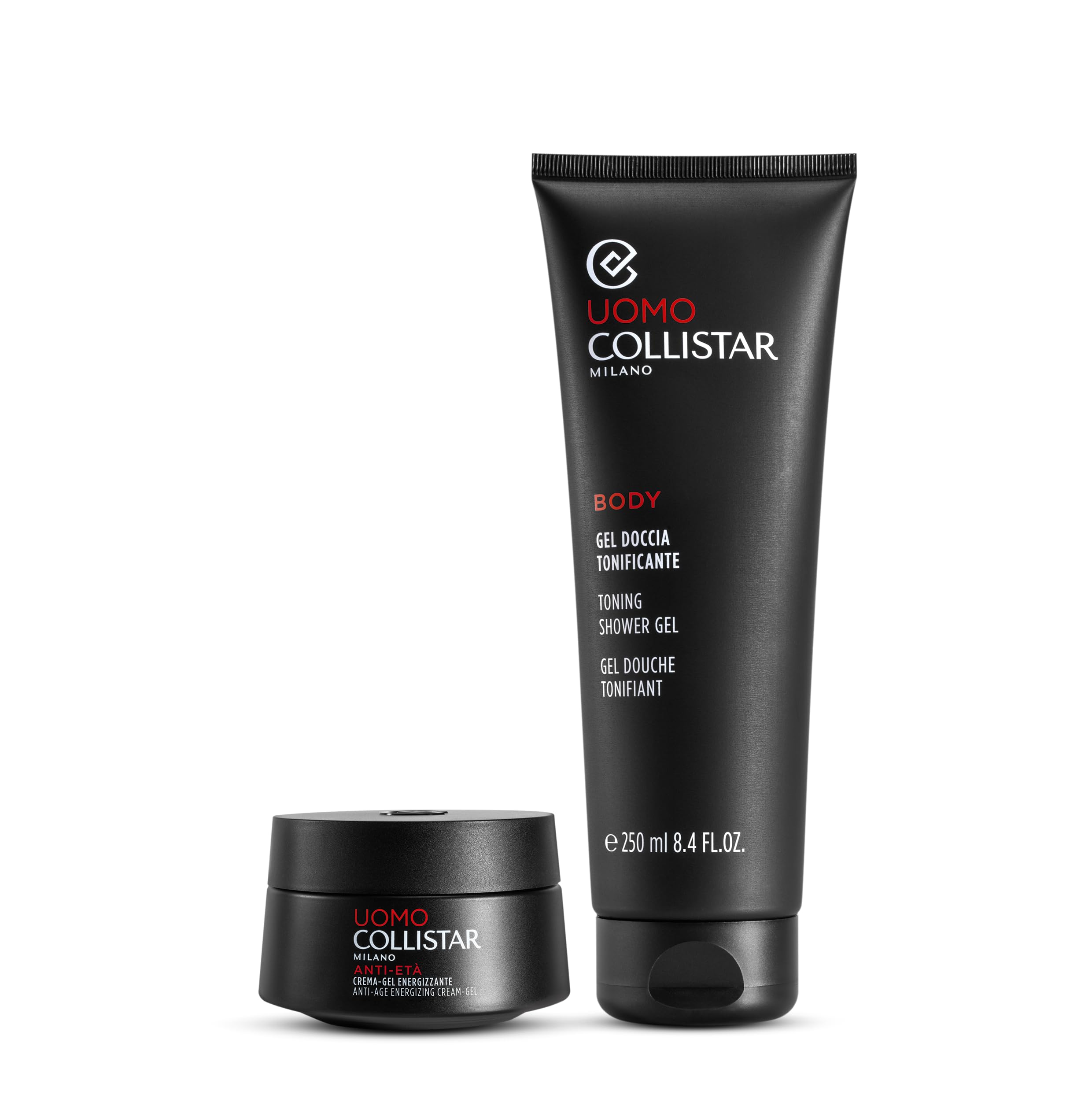 Collistar Confezione regalo uomo Linea Uomo Crema-Gel Energizzante Anti-Eta’ 50ml + in regalo Gel Doccia Tonificante 250ml, Dona energia e vitalità ad una pelle del viso stressata e spenta