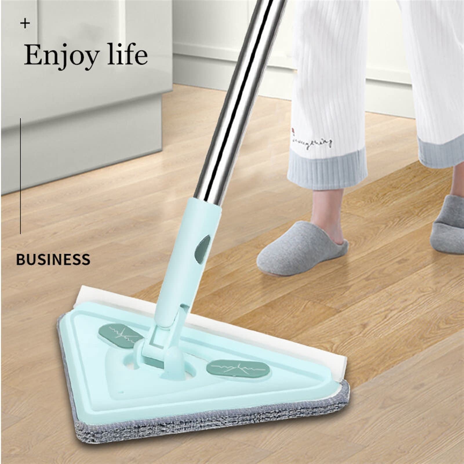 fregar Herramienta de limpiador de ventanas con mango de largo alcance extensible y cabezas triangulares 4 almohadillas de microfibra reutilizables lavables lavables MOP de limpieza de hogares multif
