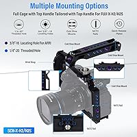 Vista 2 de SIRUI Kit de jaula de cámara con mango superior y correa de muñeca para FUJIFILM X-H2/X-H2S con riel NATO, placa QR para Arca, zapata fría, rosca