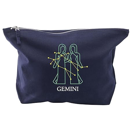 Makeup Bags for Women GEMINI Zodiac Gifts - Star Sign Horoscope Cosmetics Make Up Bag - Birthday Gifts - NAVY-L