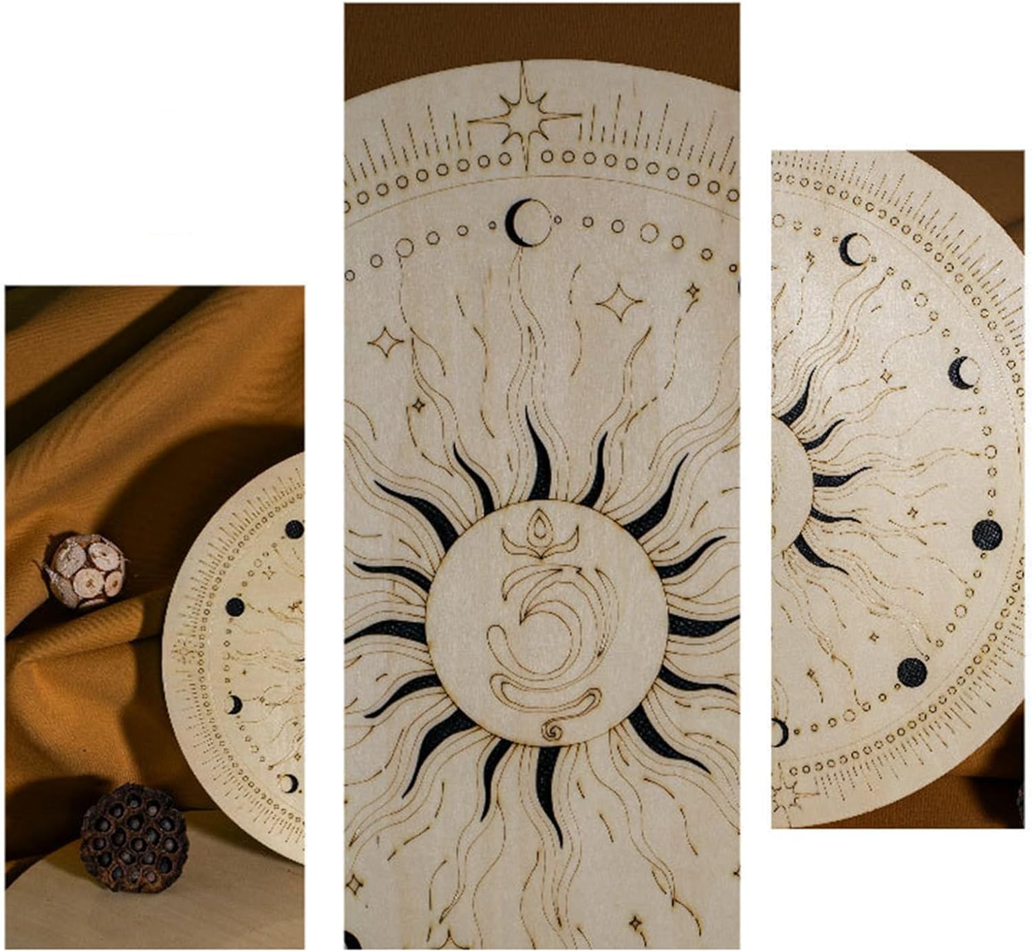 12 Inch Wooden Ocean Drum Rain Disk, Sound Healing Wave Drum, Hand Disc Drum, with Portable Storage Bag, Gift for Meditation, Pleasant Sound Release Pressure