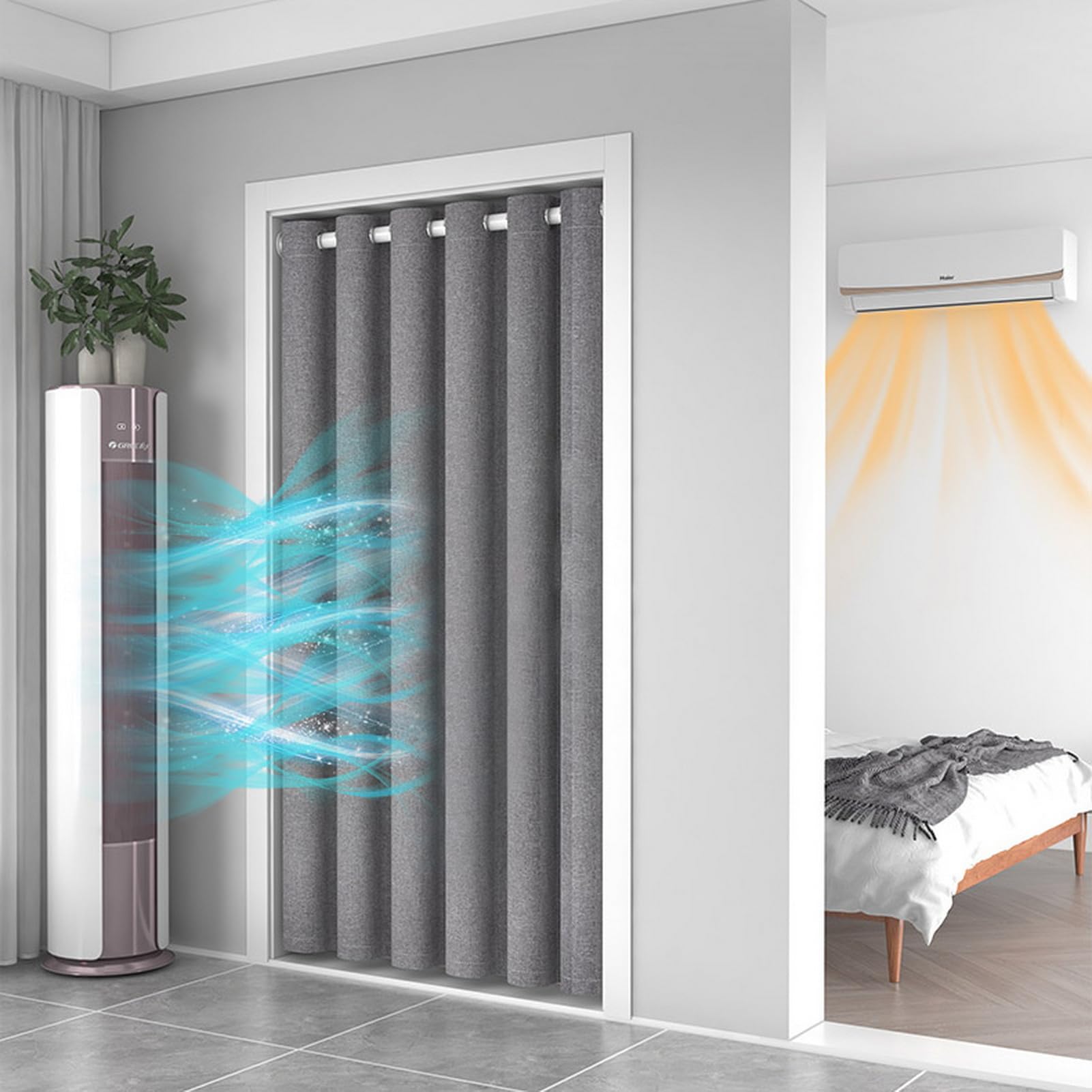 Icegrey Rideau Occultant Thermique Isolant Anti Froid et Chaleur de Chambre Bloquer Lumière Rideaux, Séparation de Pièce Rideau à Oeillets pour Porte Fenetre Dressing Salon, Beige Jaune