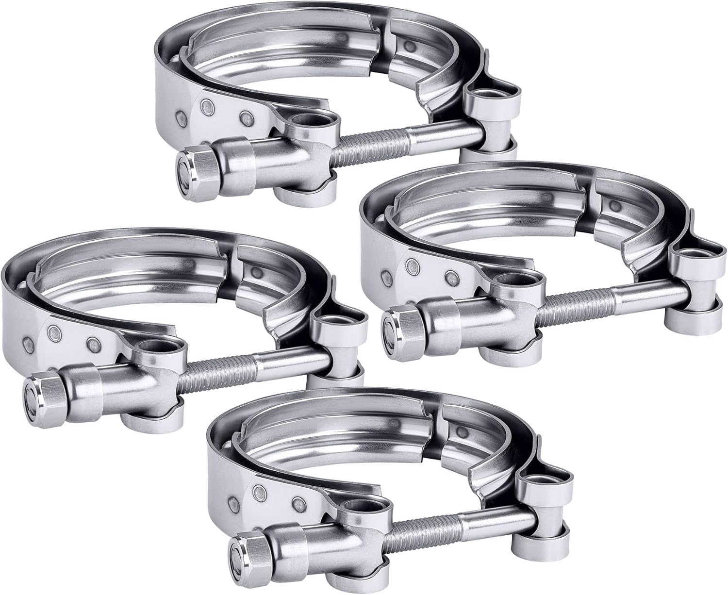 EVIL ENERGY 4PC V Band Clamp for Flange Kit Stainless Steel (No flanges) (4.0")