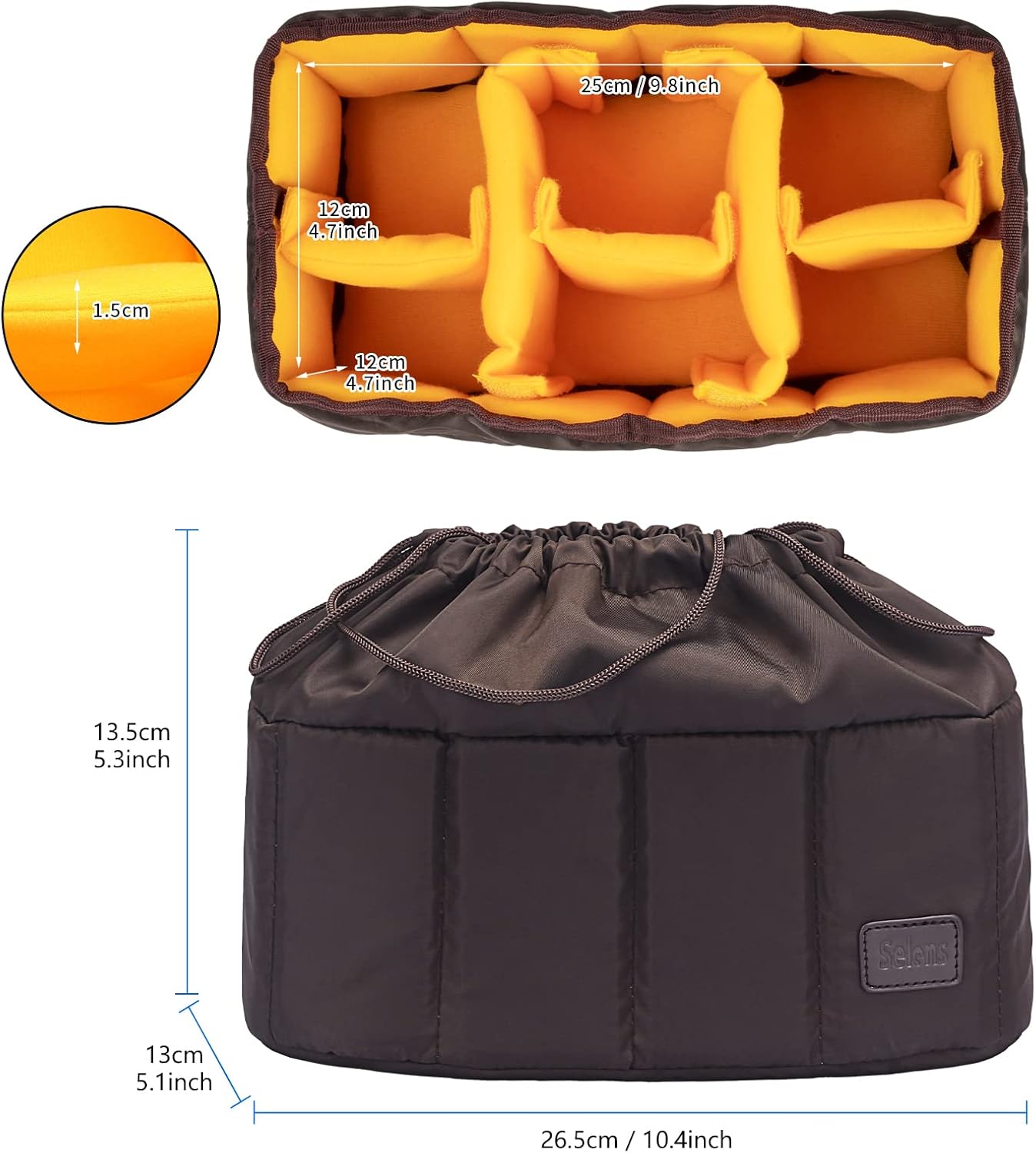 Selens High-Capacity Shockproof DSLR SLR Camera Padded Bag Case Partition Camera Insert, Make Your Own Camera Bag - Image 7