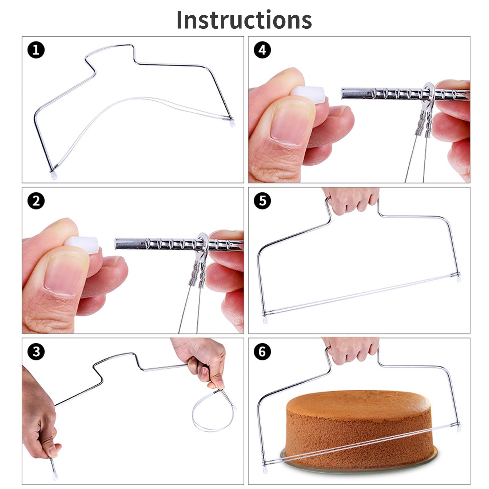 GIONAR Coupe-gâteau en Acier Inoxydable Réglable, 2 Pièces Lame Simple/Double pour Layer Cake