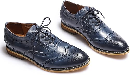 Miniatura 5 de Mona flying Zapatos de tacón apilado para mujer Oxfords de cuero con cordones cómodos