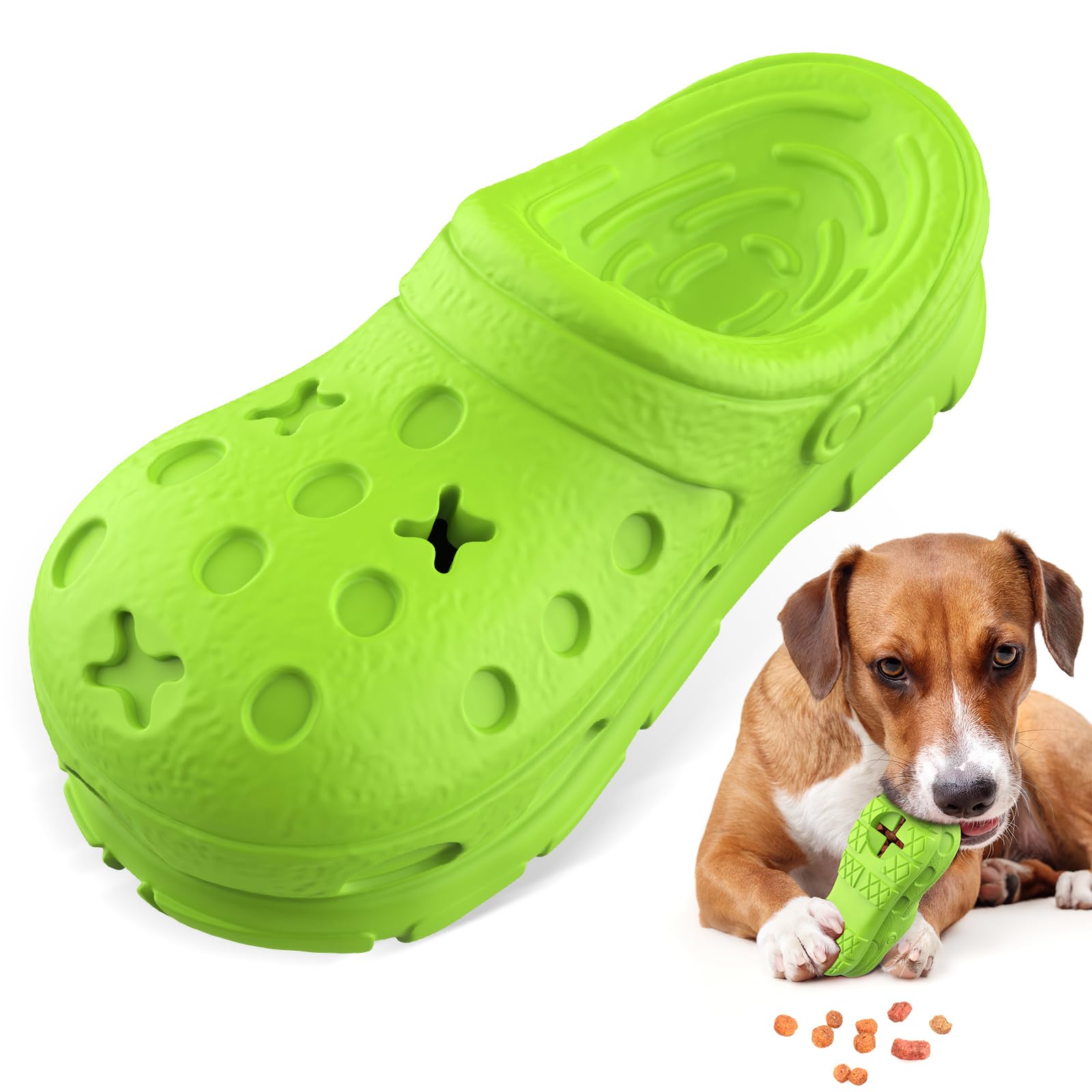RUXAN Dog Chew Toys - Puppy Chew Toys for Dental Care Teeth Cleaning, Indestructible Chew Toy for Dogs, Natural Rubber Teeth Grinding Rod for Aggressive Chewers - Green