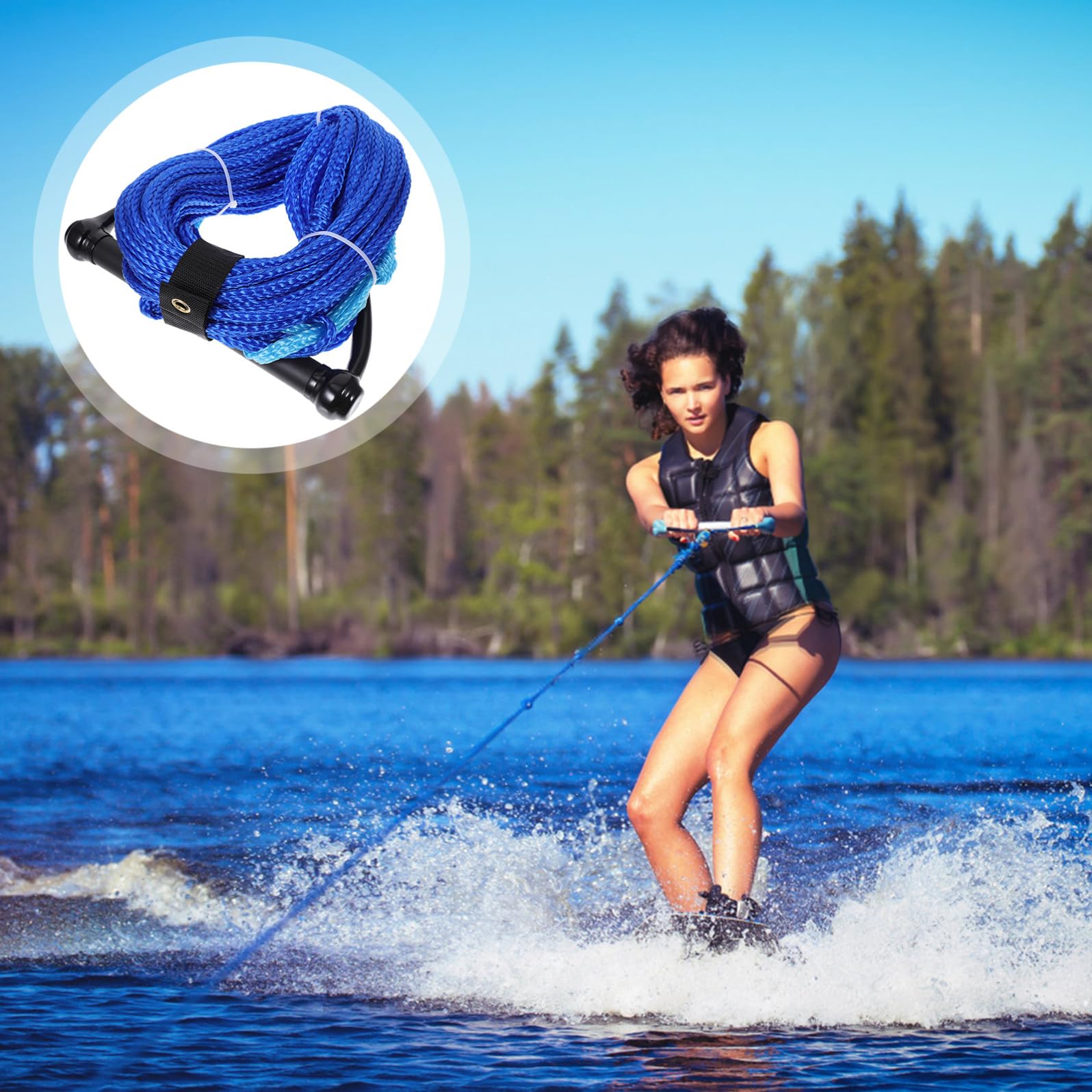 1 Stück Wasserskiseil mit Griff, Schwarz, Nylon für Boot Zufällige Farbe | Kneeboarding und Boating, Feuchtigkeitsresistent und Abriebfest, Leicht zu Handhaben Zufällige Farbe