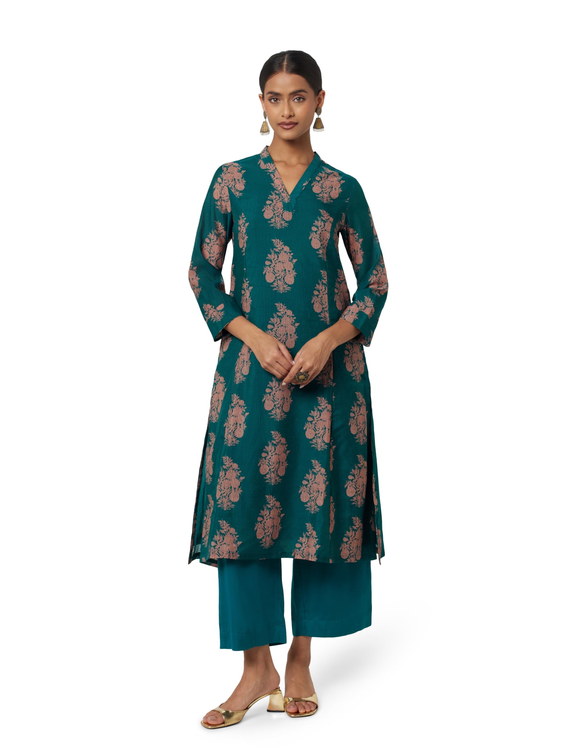 biba Women Art Silk Kurta Pants Set-picture-52