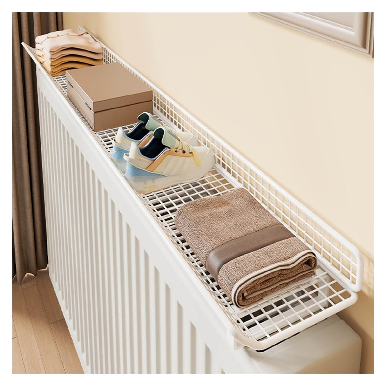 Estante Hierro para Radiador, Organizador Artículos Uso Diario Soporte Alta Resistencia para Radiador Salón para Plantas Interior Y Figuritas (40x15x15cm)