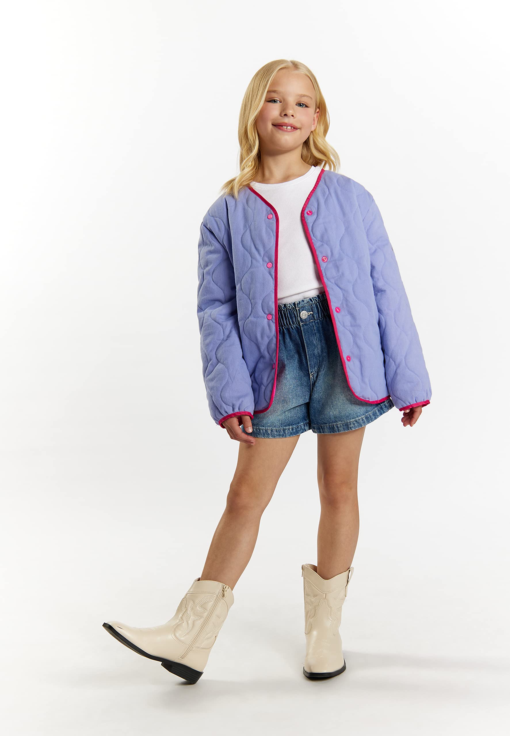 DreiMaster Pikowana kurtka dziewczęca 33027453, liliowy, 134 cm