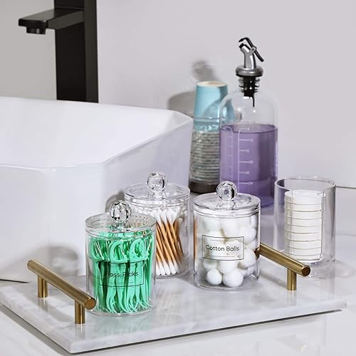 Miniatura 5 de 4 unidades dispensador de soporte Qtip de 10 onzas para bolas de algodón hisopo de algodón almohadillas redondas de algodón hilo dental juego de