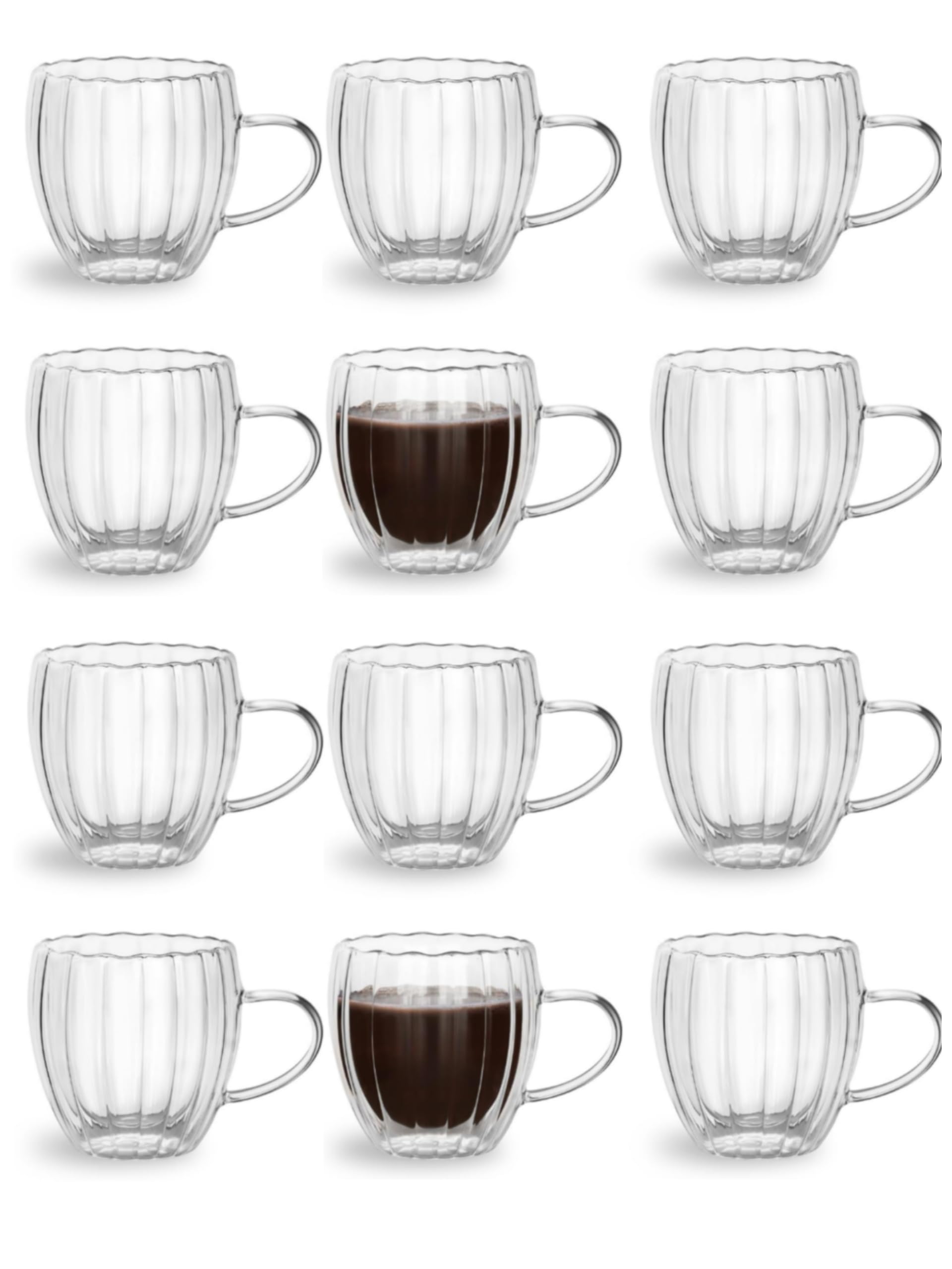 BHTHIM - Double Wall Glass Coffee Mugs Set - Double Walled Glass Cups for Hot & Cold Tea Coffee Milk Juice Espresso Cappuccino Cafe Latte Iced Coffee - Microwave Safe (250ML Lining Mug, 12 Pieces) (B0DCK9BXMY) Amazon Price History, Amazon Price Tracker