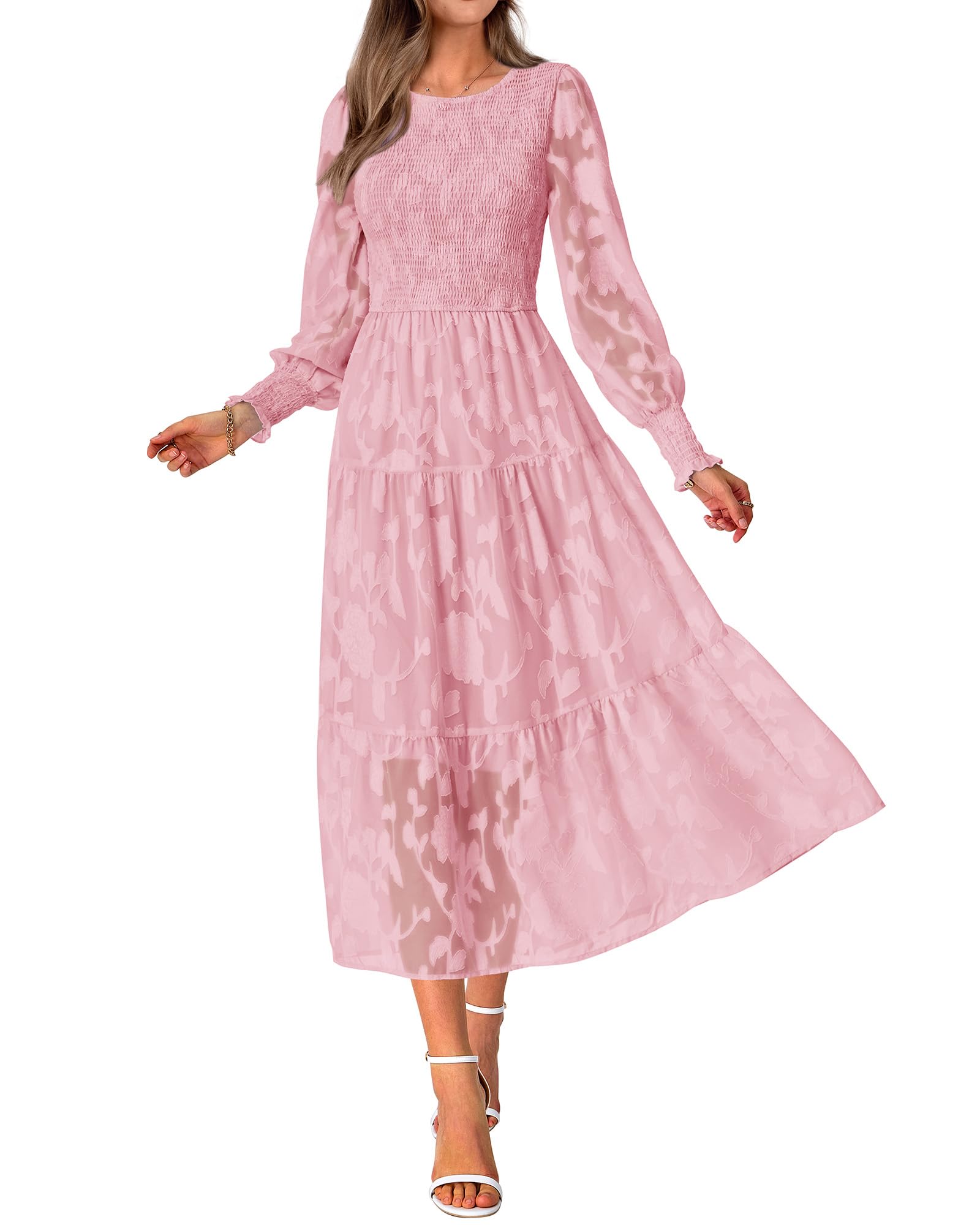 BTFBM Wedding Guest Dresses for Women Spring Fashion 2026 Casual Long Sleeve Floral Maxi Boho Homecoming Dress