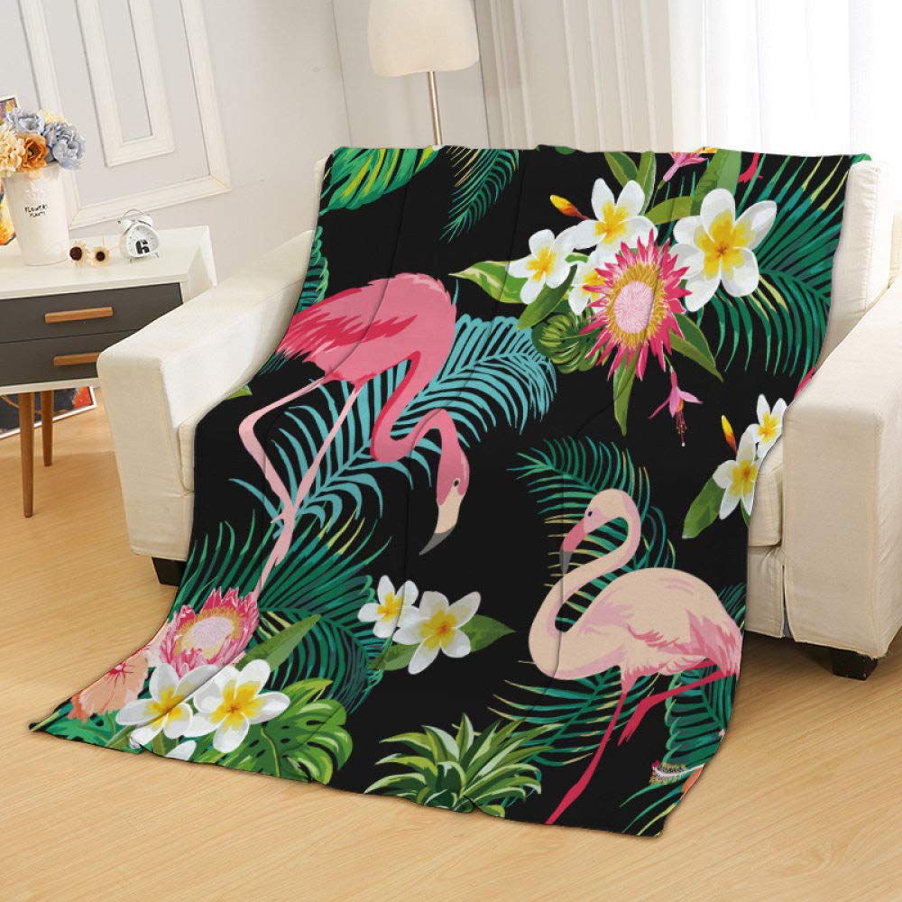 Couverture Sherpa imprimé flamant rose en peluche épaisse douce 150x200 cm