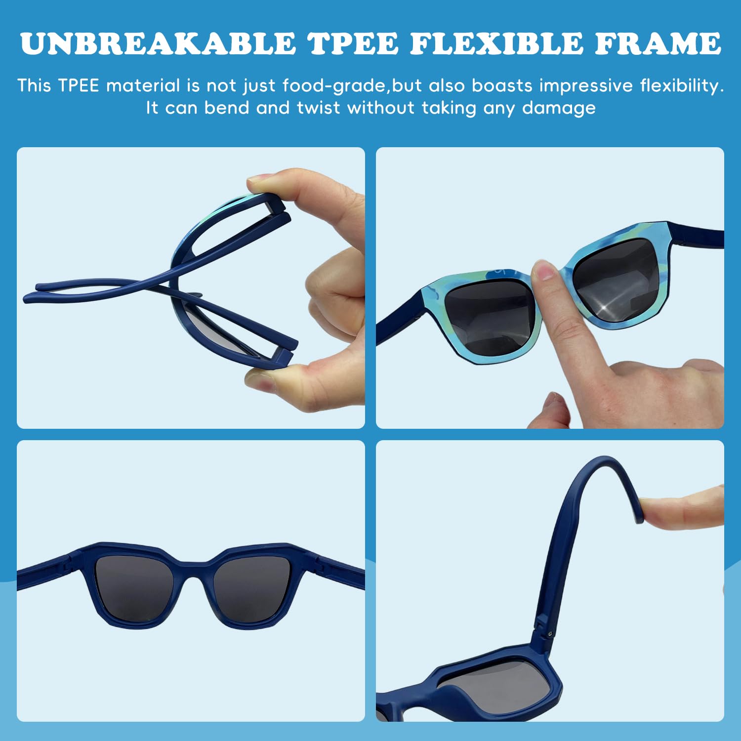 Gafas de sol polarizadas para niños y niñas, marco irrompible, para deportes, béisbol, playa, para niños de 5 a 12 años