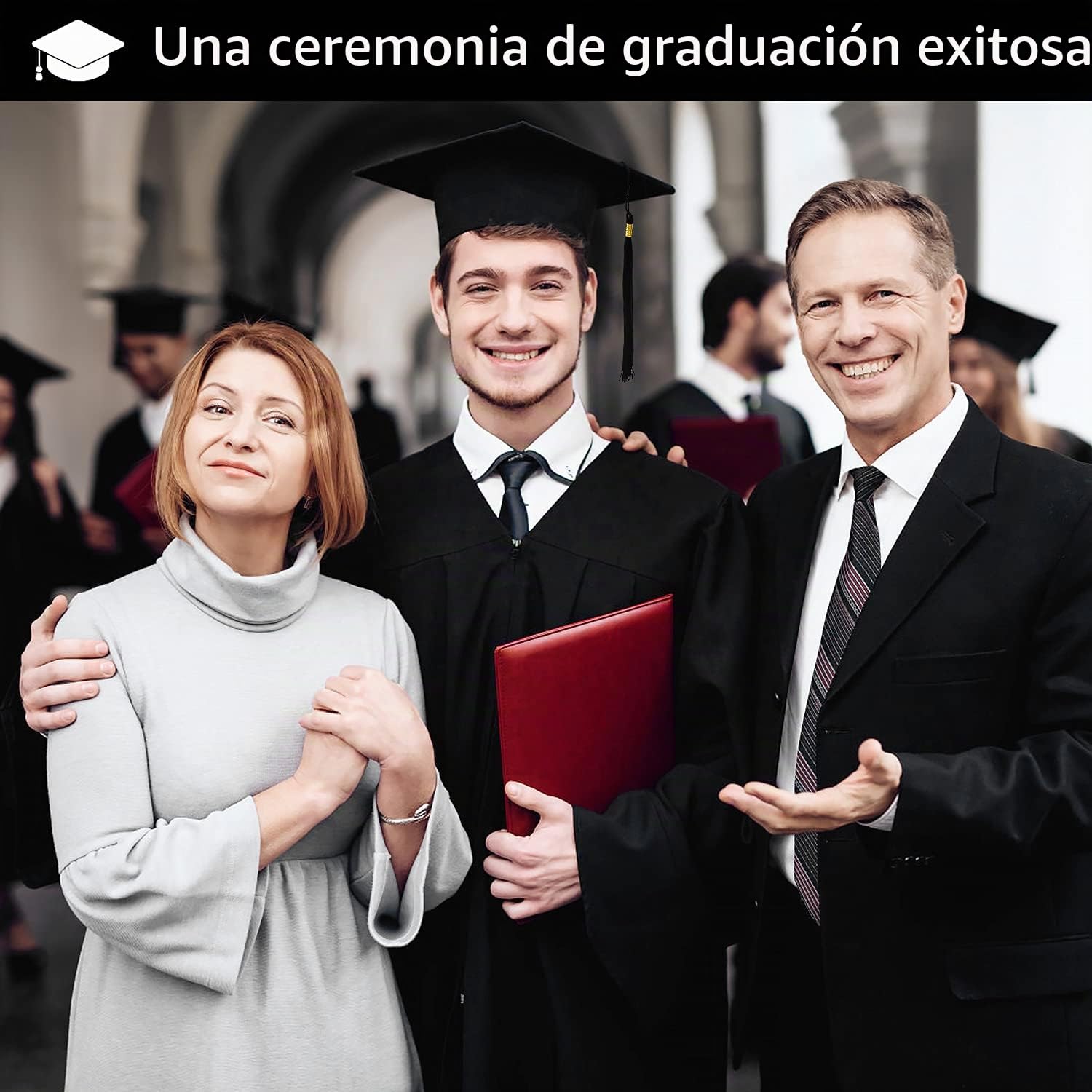 KEELYY Sombrero de Graduación, Birrete graduacion Adulto, Sombrero de Graduación Ajustable para Celebrar Graduación, 4 Colores - Negro