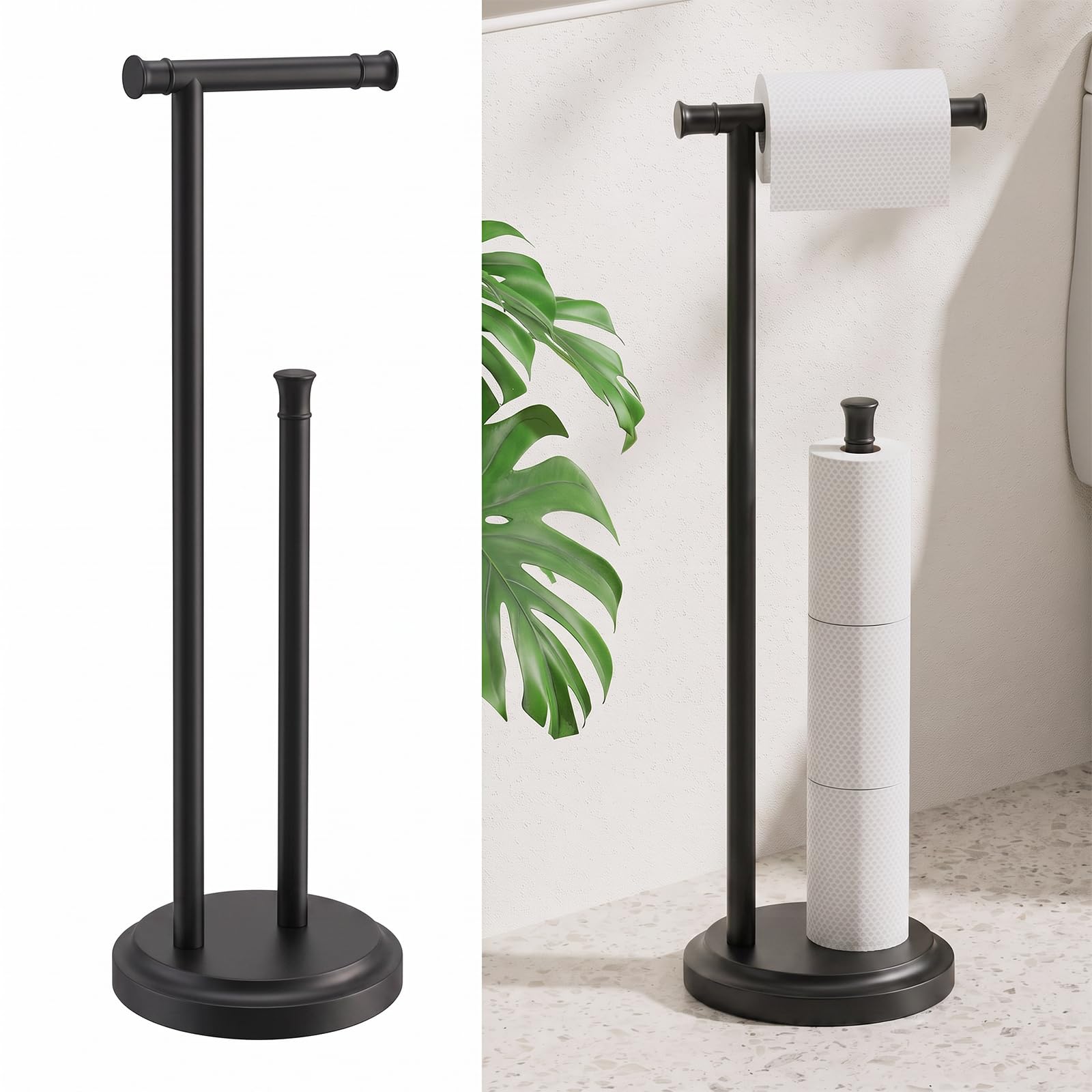 Hoimpro Toilet Paper Holder Stand Bathroom Free Standing Brushed Gold — Amazon image 12