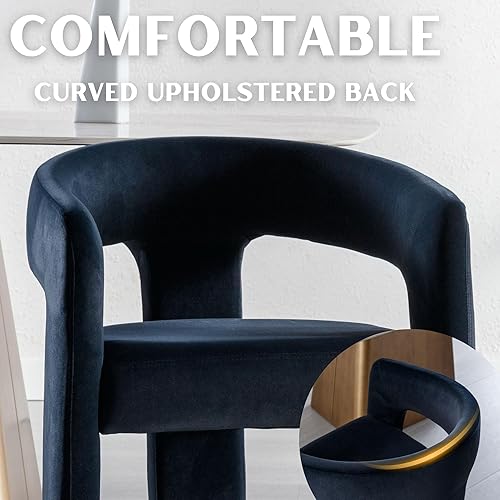 Miniatura 4 de Silla Moderna de Comedor Barrel, Silla Lateral de Acento Tapizada en Terciopelo con Brazos, Cómoda Silla de Maquillaje para Tocador, Silla para