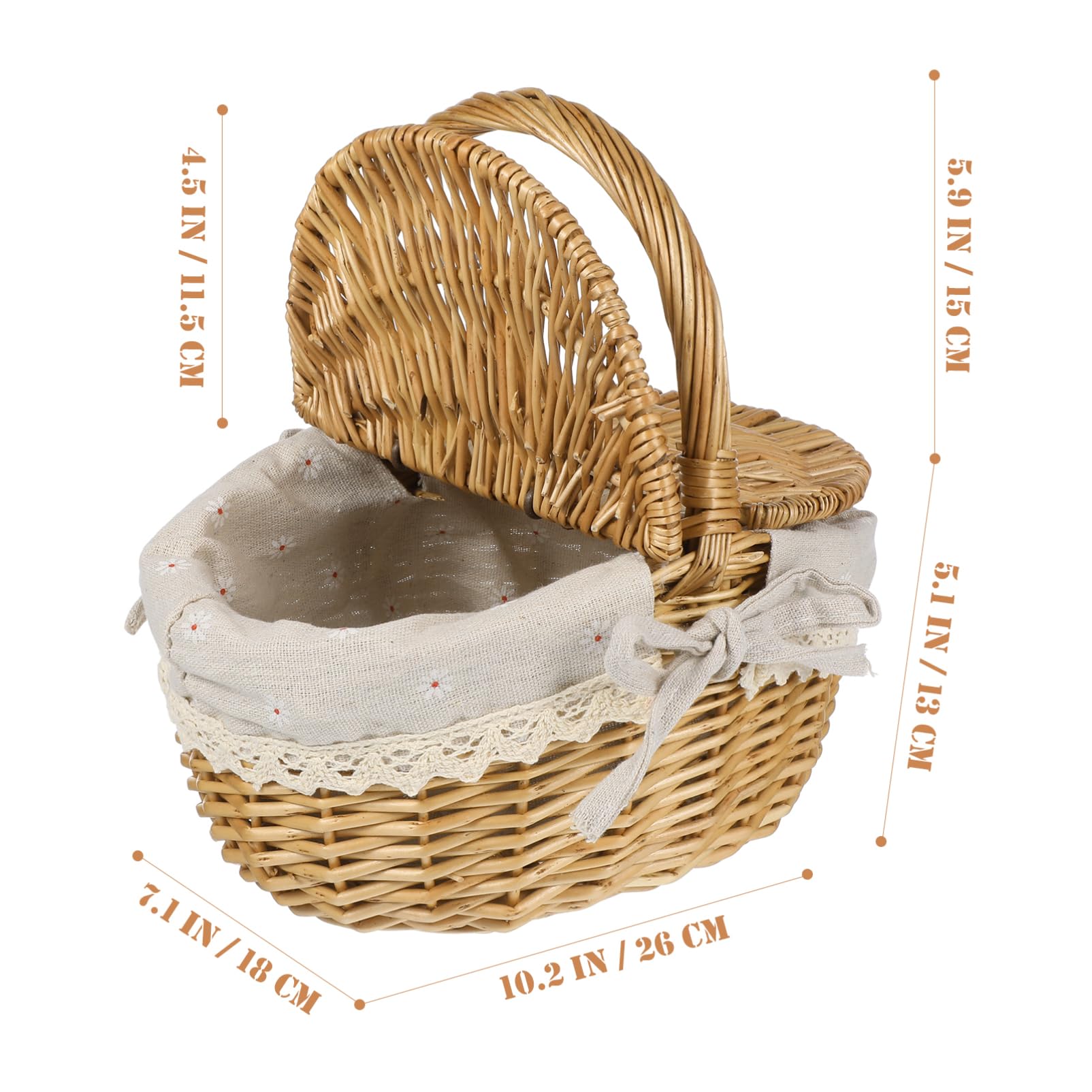Toddmomy Geflochtener Rattan Picknickkorb Mit Deckel Ovaler Aufbewahrungskorb Für Garten Obst Und Weine Vielseitiger Tragekorb 7X10X6 Zoll
