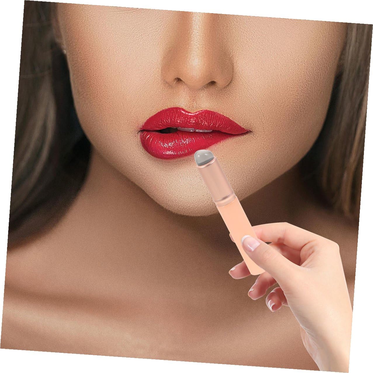 4pcs Silicone Lip Brush Set with Lid Lip Applicator and Concealer Pink round Head Makeup Brush and Cosmetic Use
