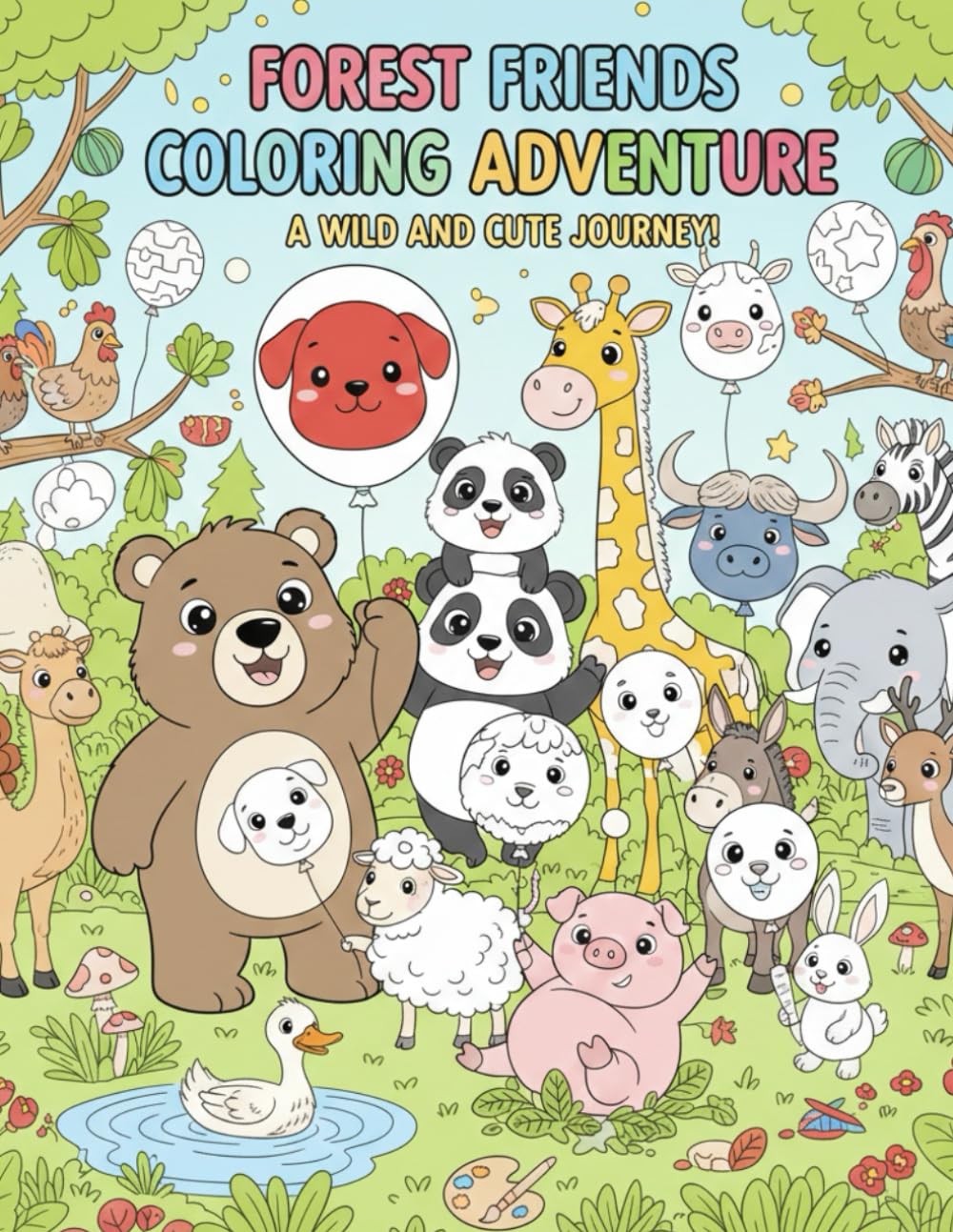 Forest Friends Coloring Adventure: animal coloring book for kids
