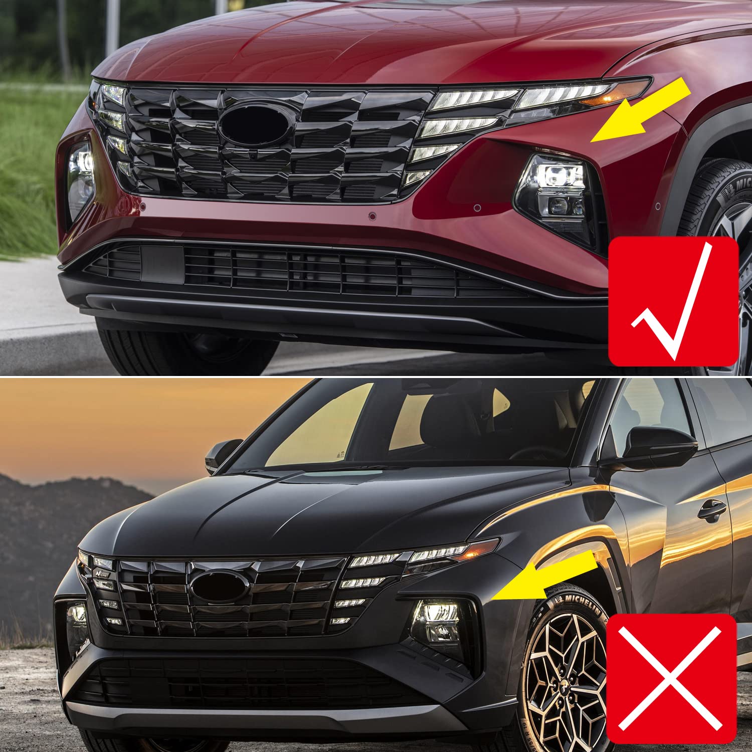 HIGH FLYING for Hyundai Tucson 2022 2023 2024 2025 Car Exterior Accessories Front Fog Light Lamp Cover Trim ABS 2pcs Chrome (NOT Fit N Line)