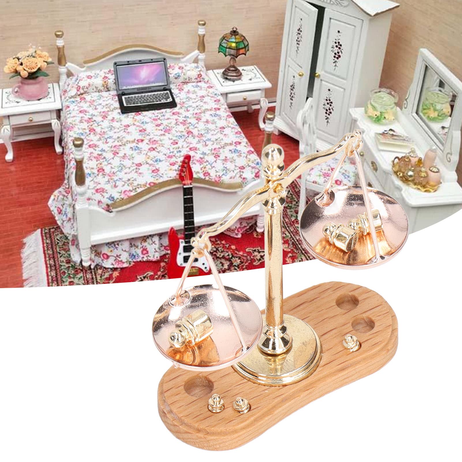 Bilancia In Miniatura 1:12 Per Case Delle Bambole | Decorazione Retrò | Scala Della Giustizia | Per Scene In Miniatura