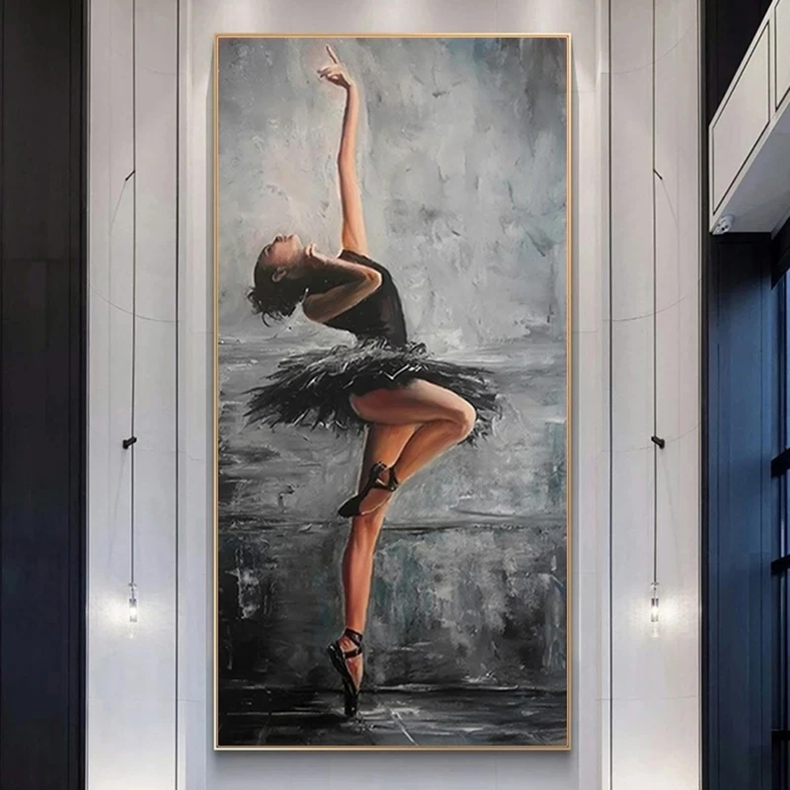 Portrait d'une ballerine cygne noire sur toile, 50 x 100 cm, sans cadre