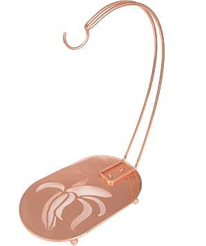 Creative Home Copper Plated Metal Banana Hanger Grapes Holder Fruit Hanger Stand Kitchen Countertop Organizer, 9.5" x 5.9" x 13.8" H, Copper