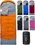 Sac de couchage individuel pour adultes Enfants 3-Season, Ripstop étanche léger, Vent du fond double Zipper, Sac de compression, Portable Camping Randonnée Sac à dos