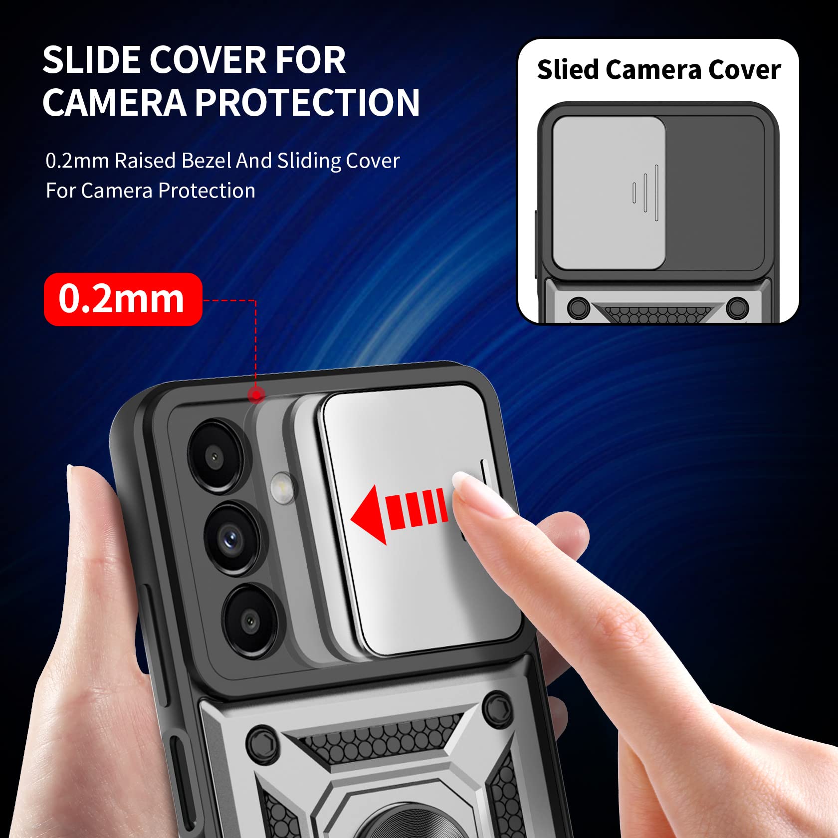 LeYi per Cover Samsung Galaxy A14 5G Custodia con Vetro Temperato[2 Pack]+Pellicola Fotocamera[2 Pack], Grado Militare 360° Magnetica Anello Supporto TPU Bumper Silicone Custodie Nero