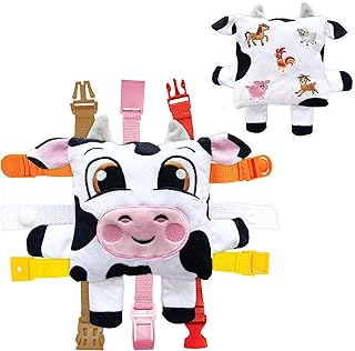 Buckle Toys - Bessie Cow - Learning Activity Toddler Plane Travel Essential Toy - Develop Motor Skills and Problem Solving