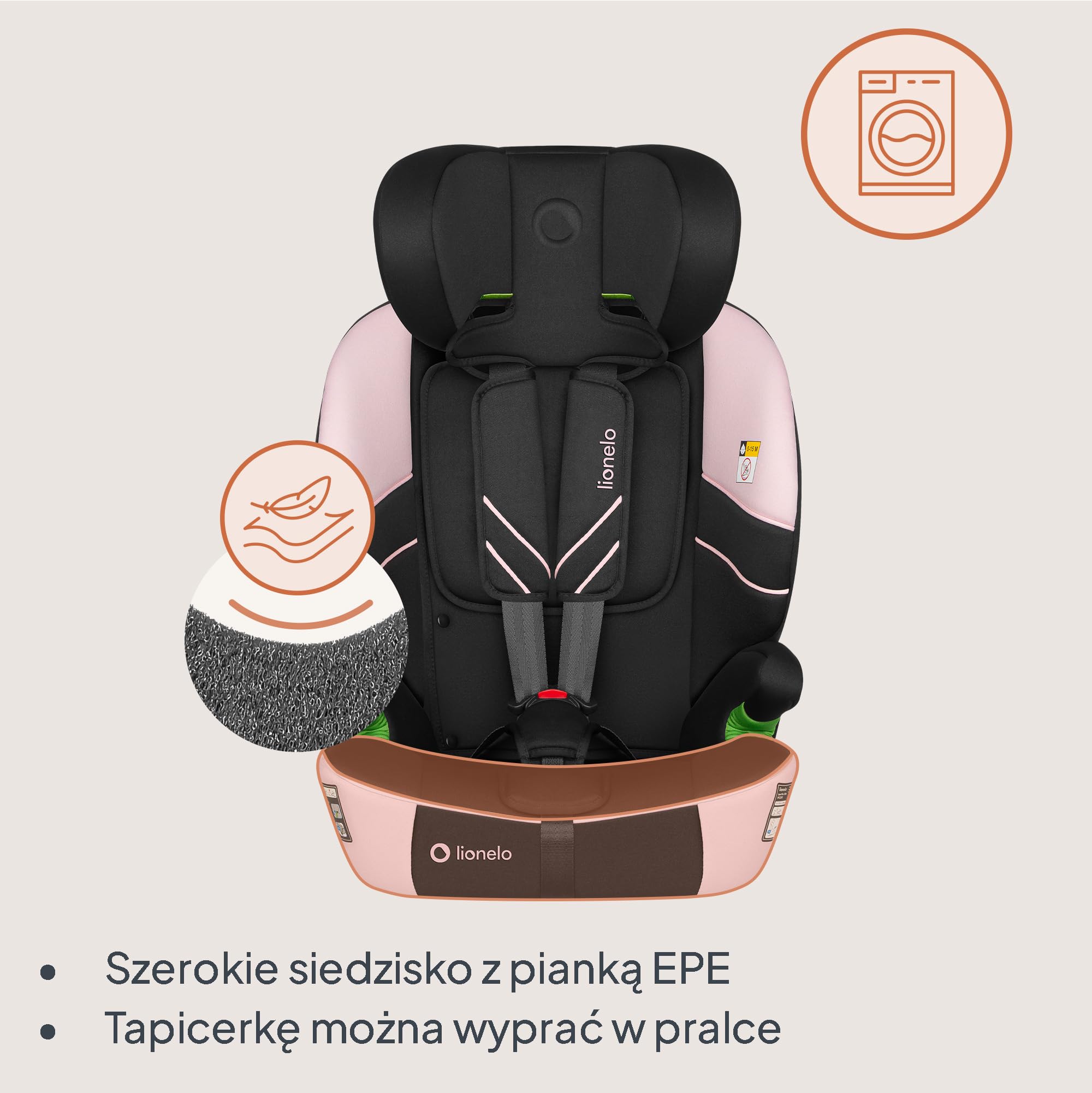LIONELO LEVI FIX I-SIZE Dziecięcy Fotelik Samochodowy 76-150 cm do 36 kg, Grupa 1 2 3, Ochrona Boczna, 10 stopni Regulacji Zagłówka, Montaż ISOFIX i pas Top Tether, R129 i-Size