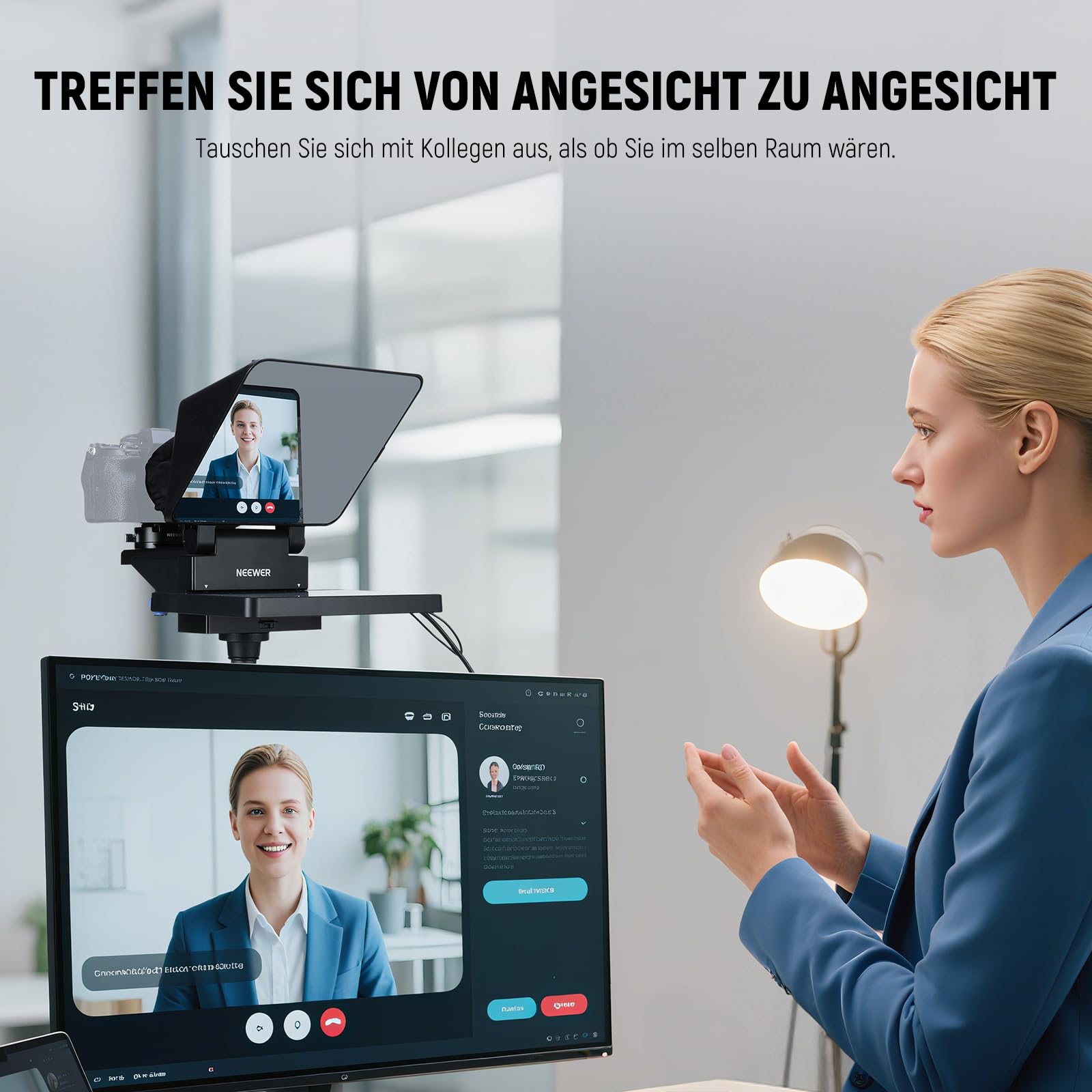 NEEWER 2 in 1 Teleprompter 11 Zoll mit Monitor, Bildschirmspiegelung, Kunststoff, tragbarer Teleprompter für Kamera Smartphone Webcam Windows macOS für YouTube Twitch Live Streaming Konferenzen, X11