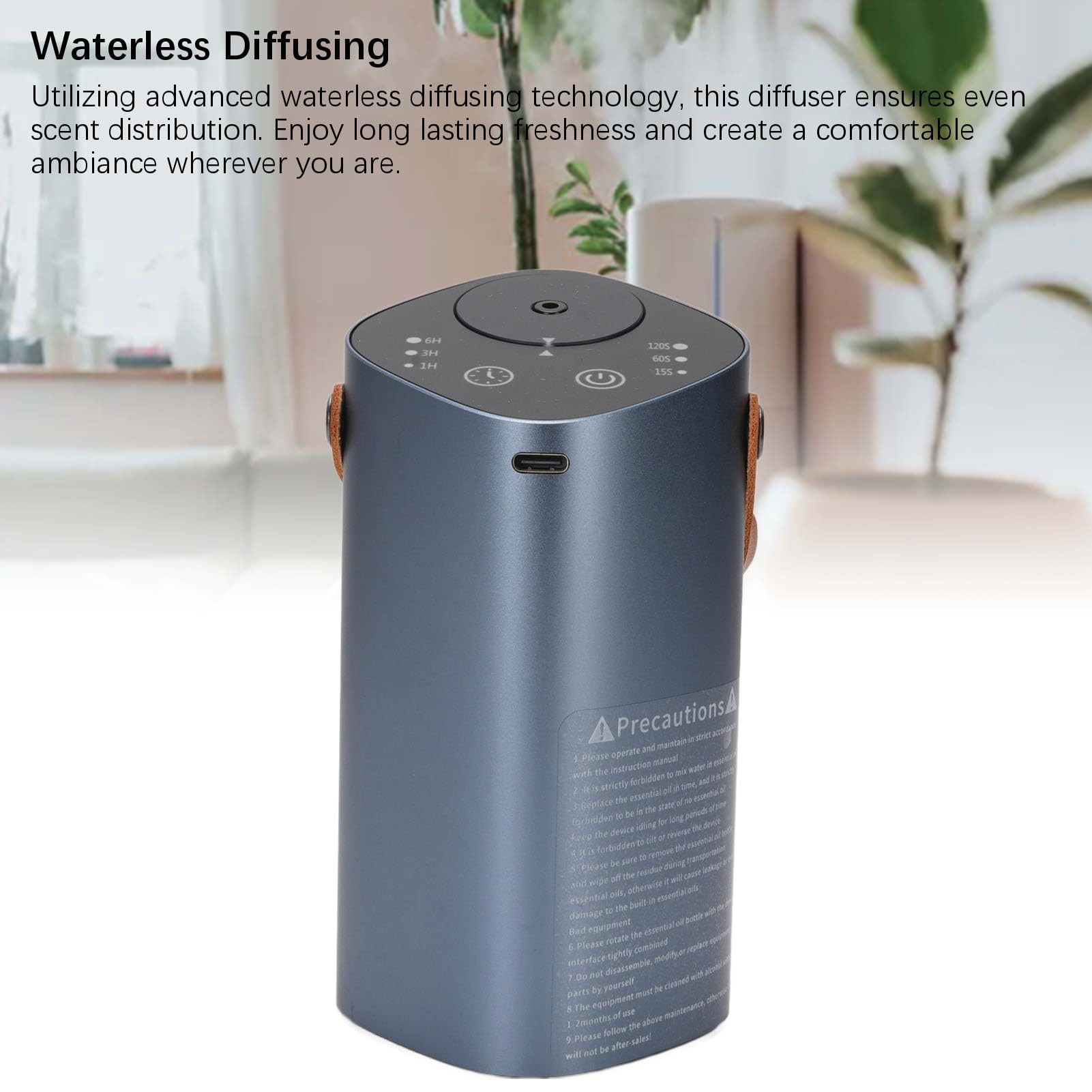 Dyfuzor Bezwodny Olejki Eterycznej, Szczelna Cicha Dyfuzor Aromaterapii z Uchwytem 2000 MAh Bateria Wielokrotnie Funkcjonalna dla Domowego Biura Aluminium z Tytułu Dyfuzora
