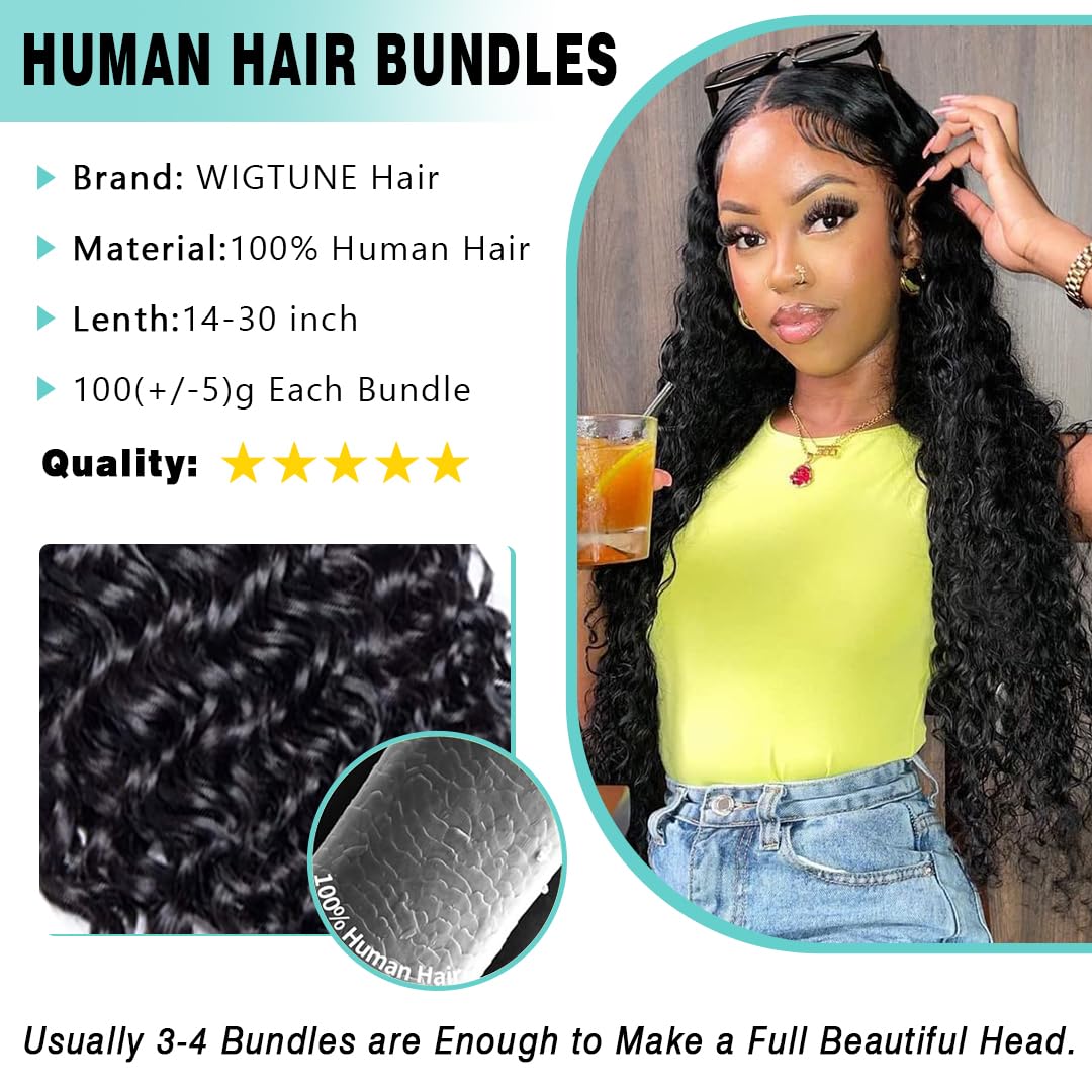 Water Wave Bundles Human Hair 20 22 24 Inch Curly Human Hair Bundles 3 Bundles 100% Unprocessed 12A Brazilian Virgin Hair Natural Color for Black Women - Image 4