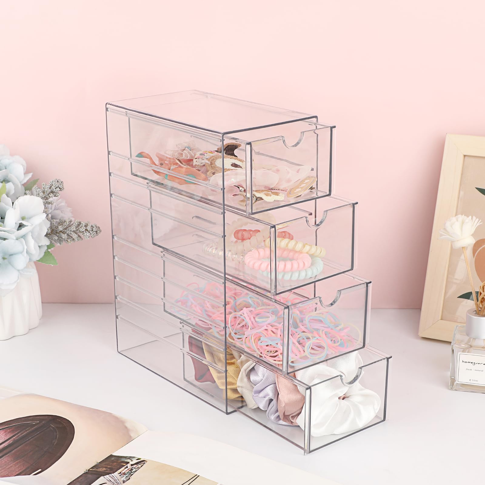 Hipiwe Clear Plastic Drawer Organizer Box for Small Items