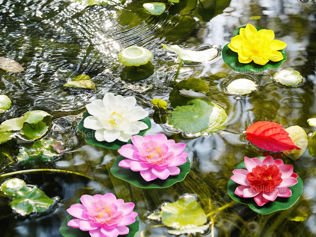 12 pz Fiori Galleggianti per Laghetti,Fiori di Loto Galleggianti 10 cm,Fiori Galleggianti per Piscina,Fiori di Loto Finti Ninfee,per Giardino Decorazione Acquario Terrazza Giardino Piscina