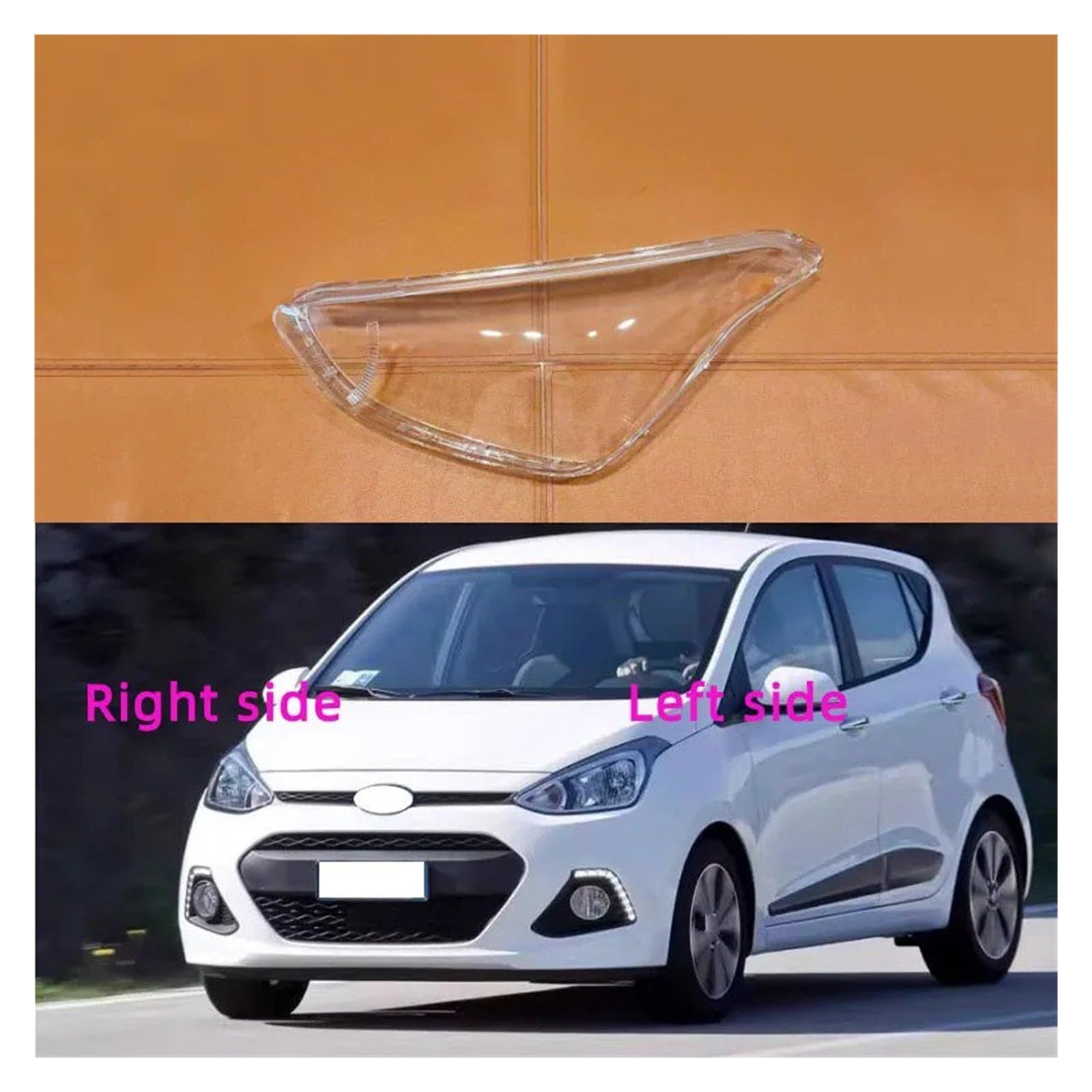 Auto Paralume Trasparente Per Hyundai Per I10 I10 2014-2017 Coprifaro Auto Coprifaro Paralume Di Ricambio Lente In Vetro Per Fari(Left and Right)