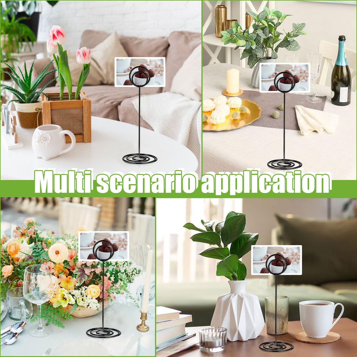Paquete de 24 soportes para números de mesa de 8.75 pulgadas, soporte simple para tarjetas de mesa, delicado soporte para tarjetas de nombre de mesa, soporte reutilizable para notas de mesa para