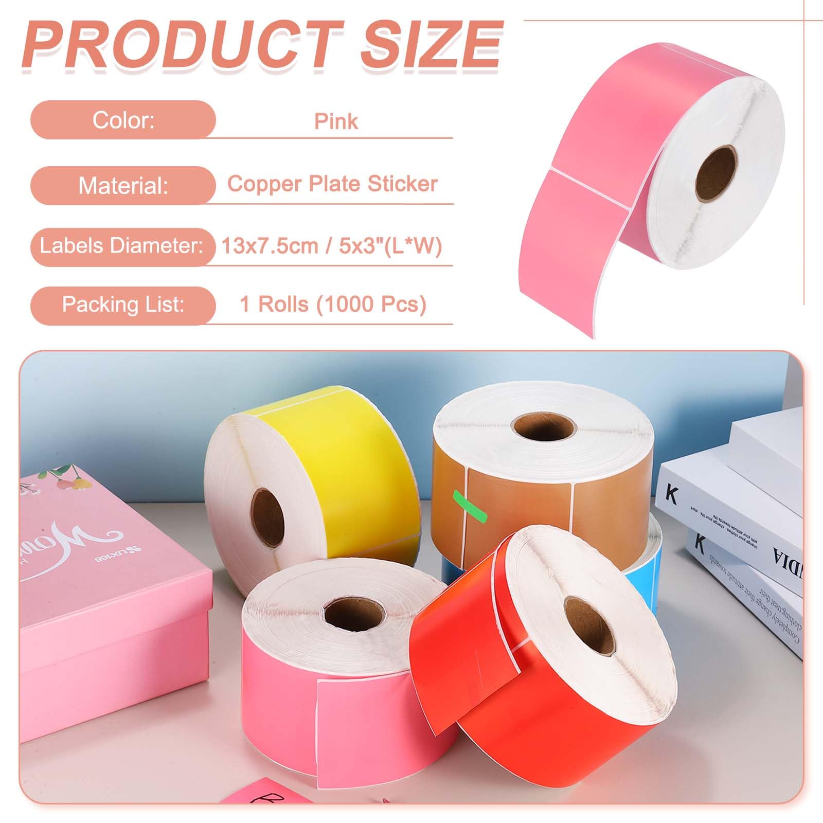 PATIKIL 1000 Etichette Adesive Colorate Per Codifica 13x7.5 cm Rosa | Etichette Rettangolari Adesive, Per Ufficio Gestione Inventario Etichettatura Prodotti, Decorazione Casa, Per Inventario