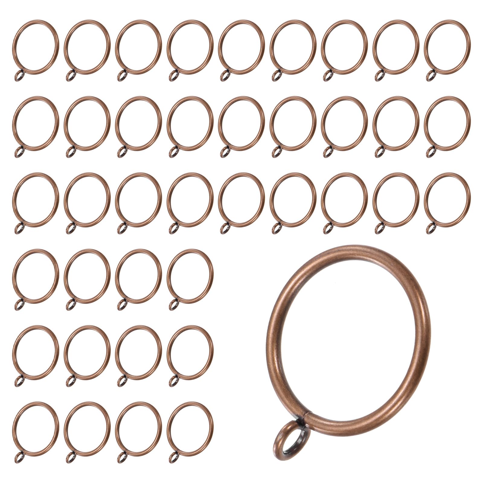 M METERXITY 40Pcs Red Bronze Curtain Rings with Eyelet,38mm Interior Dia
