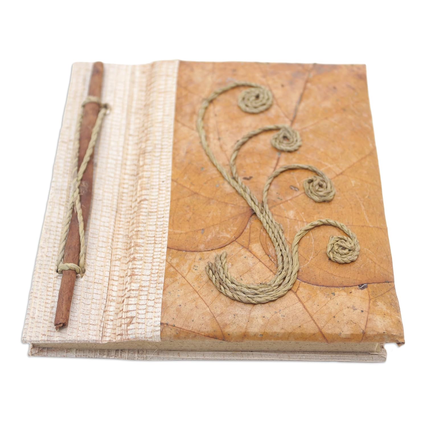 NOVICA Artisan Handmade Natural Fiber Journal Ecofriendly Leafthemed from Multicolor Brown Paper Indonesia Decor Accessories Upcycled Nature [5in H x 5.5in W x 0.8in D] (40 Pages) 'Autumn Memories'