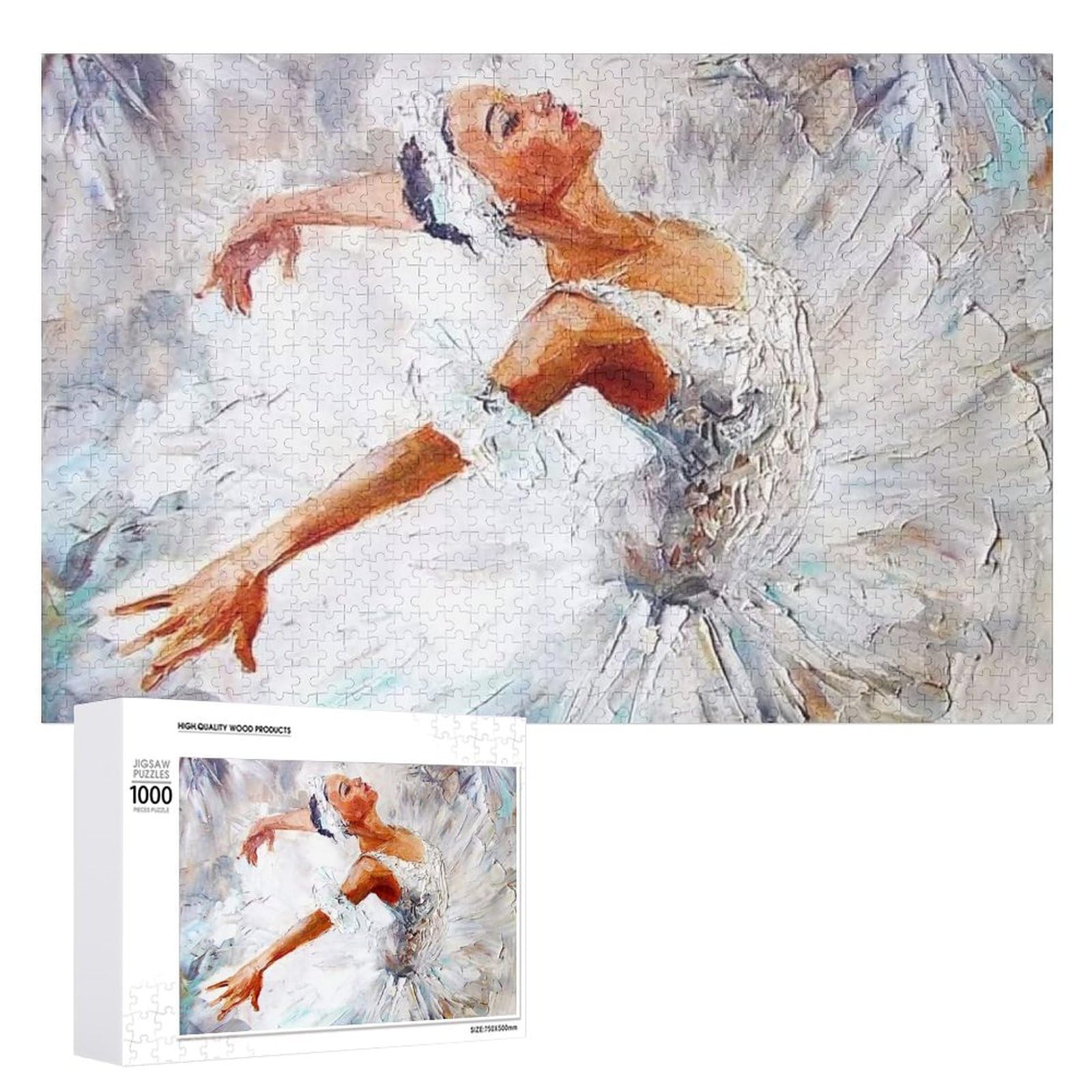 Ballerina in White Dress - 1000 Pieces Jigsaw Puzzle for Adults and Family Funny Challenging Puzzle Perfect for Game Nights