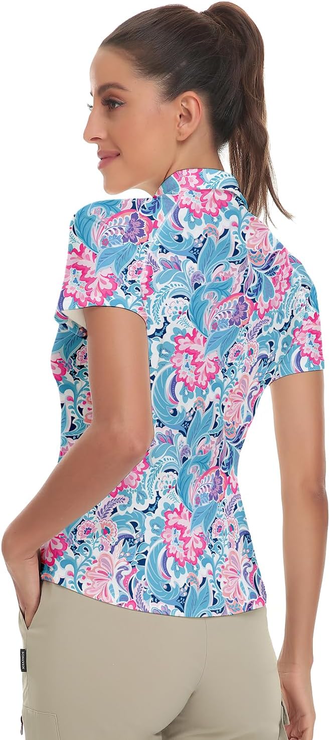 Soneven Women's Short Sleeve Golf Shirt Moisture Wicking Athletic Golf Polo Shirts Tennis Shirts Dry Fit