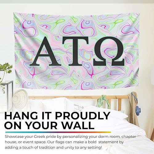 Miniatura 4 de Pro-Graphx Bandera griega de la hermandad y la fraternidad blacklight, 3 pies x 5 pies, Alpha Tau Omega