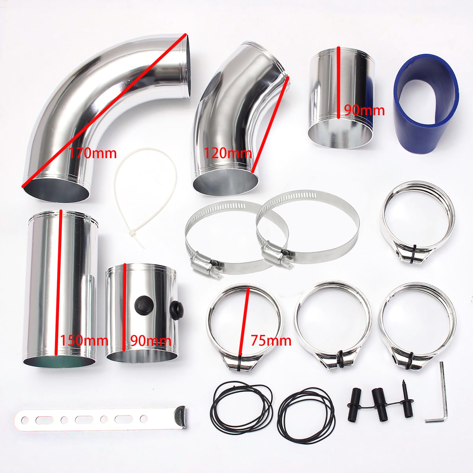 3 Pollice (76MM) Raffreddamento Aria Kit Filtro Ingresso Kit Di Aspirazione Dell'Aria Fredda Dell'Automobile Di Kit Di Induzione Del Filtro Dell'Aria Tubo Sostituzione Lega Alluminio Modifica