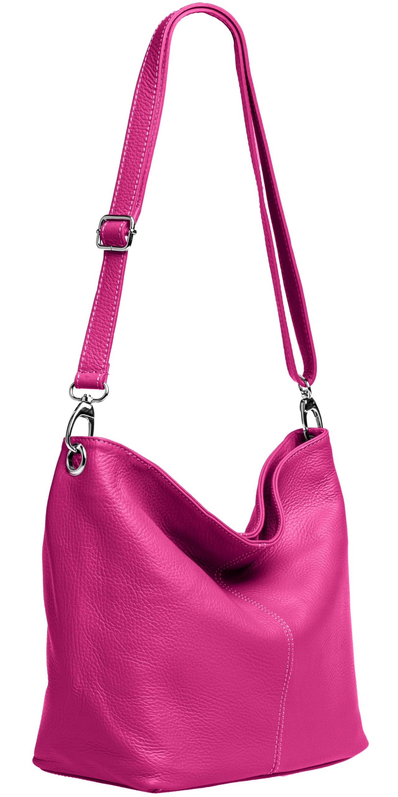 Caspar Klassisch Elegante Leder Handtasche Damen Tasche mit verstellbarem Schultergurt - PREMIUM LINE - Modell No.803 - Made in Italy